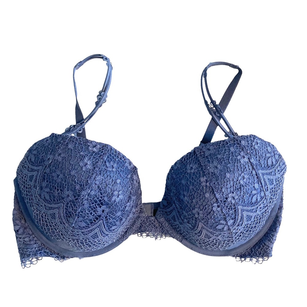VS Very Sexy Holiday Sapphire Blue Crochet Push Up Underwire Padded Bra